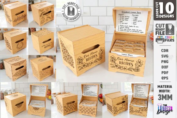 Download Wooden Recipe Boxes Laser Cut Bundle SVG - Wooden Collection